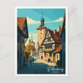 Rothenburg Duitsland vintage reisillustratie Briefkaart (Voorkant)