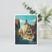 Rothenburg Duitsland vintage reisillustratie Briefkaart (Staand voorkant)