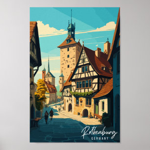 Rothenburg Duitsland vintage reisillustratie Poster