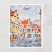 Rothenburg Duitsland vintage reizen waterverf Briefkaart (Voorkant)