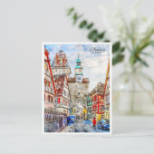 Rothenburg Duitsland vintage reizen waterverf Briefkaart (Staand voorkant)
