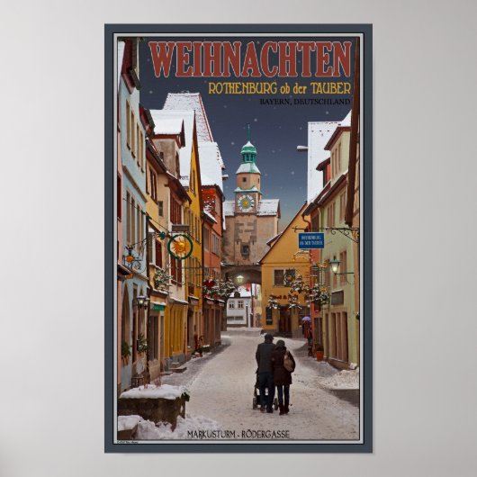 Rothenburg - Markusturm met Kerstmis Poster (Voorkant)