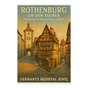 Rothenburg ob der Tauber, Duitsland Retro Reizen Perfect Poster