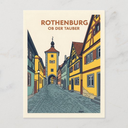 Rothenburg ob der Tauber Vintage Briefkaart (Voorkant)