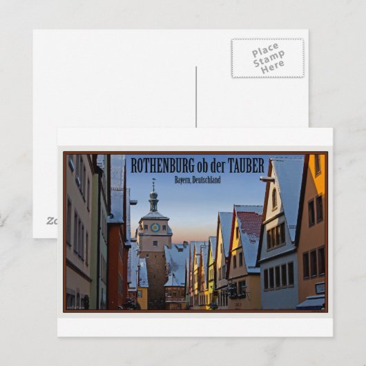 Rothenburg od Tauber - Weisserturm Winter Briefkaart (Voorkant / Achterkant)