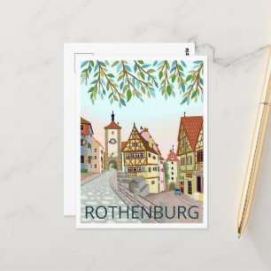 Rothenburg Town Uitzicht Reisillustratie Briefkaart