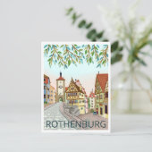 Rothenburg Town Uitzicht Reisillustratie Briefkaart (Staand voorkant)