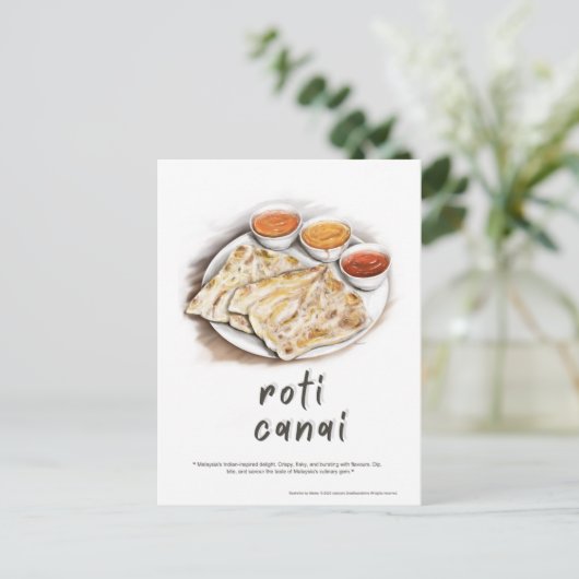Roti Canai Maleisië Vakantie Briefkaart (Staand voorkant)