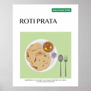 Roti Prata, Maleisië Travel Food Wall Art Poster