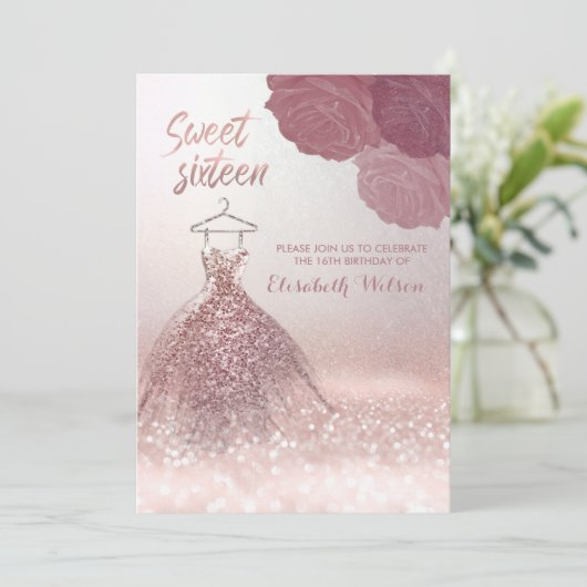 Rotisch Roos gouden rozen voor glitterkleding Kaart (Staand voorkant)