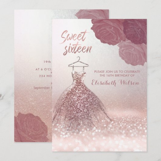 Rotisch Roos gouden rozen voor glitterkleding Kaart (Voorkant / Achterkant)