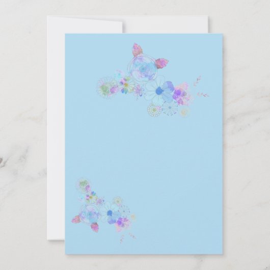 Rotische Blauwe Floral Waterverf Housewarming Part Kaart (Achterkant)