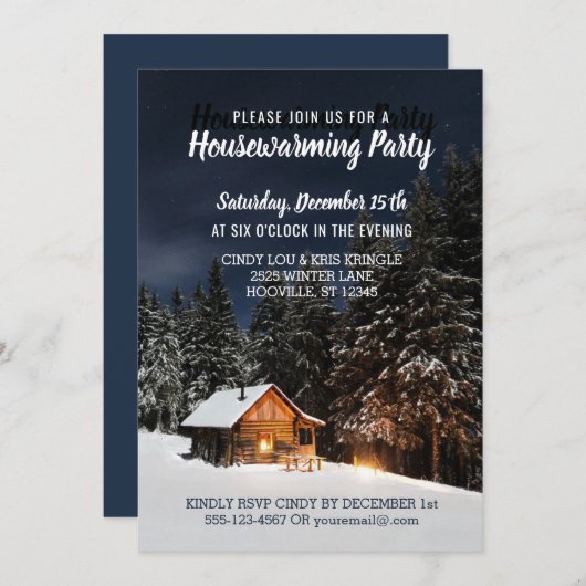 Rotische wintercabine Housewarming Party Kaart (Voorkant / Achterkant)