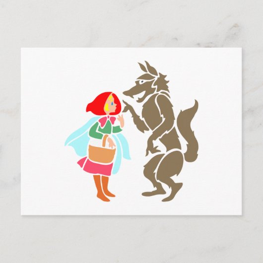 Rotkäppchen Wolf, kleine rode roerklep Briefkaart (Voorkant)