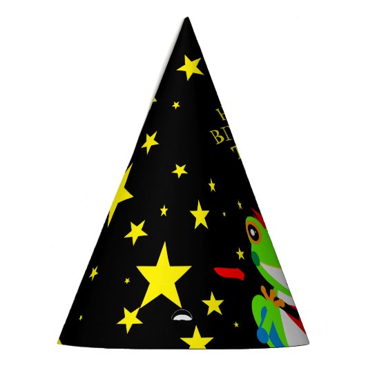 Rotkin' Birthday Tree Kikker met Red Guitar Feesthoedjes (Links)