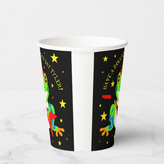 Rotkin' Birthday Tree Kikker met Red Guitar Papieren Bekers (Rechts)