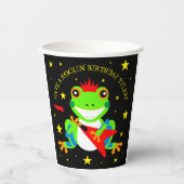 Rotkin' Birthday Tree Kikker met Red Guitar Papieren Bekers (Voorkant)