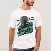 Rotor Ninja Pilot - Dramatic Black & Neon Teal Sil T-shirt (Voorkant)