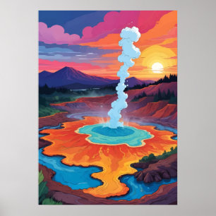 Rotorua Geothermisch landschap Poster
