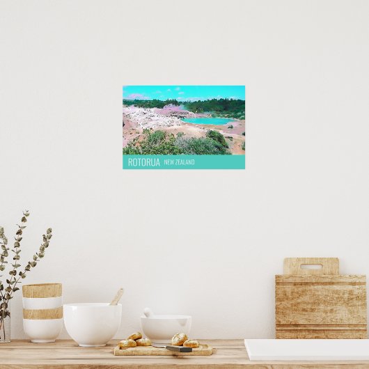 Rotorua hot springen Nieuw-Zeelandse reisdruk Poster (Keuken)