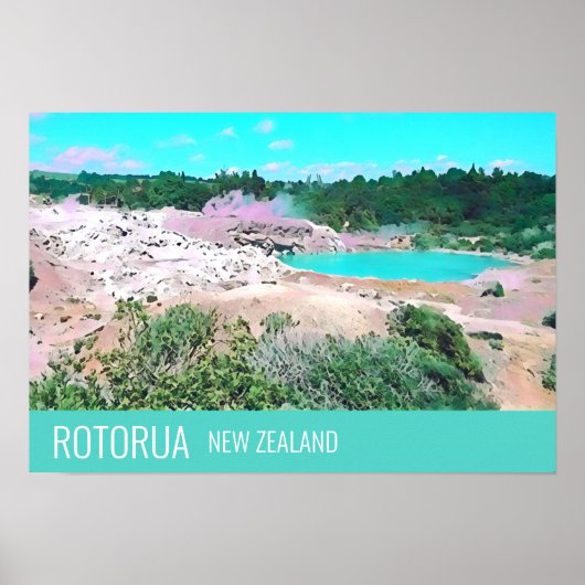Rotorua hot springen Nieuw-Zeelandse reisdruk Poster (Voorkant)