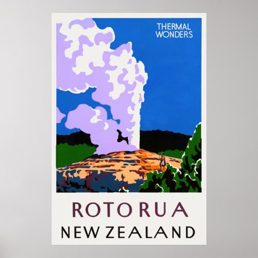 Rotorua New Zealand Vintage Poster 1930 (Voorkant)