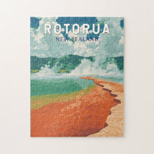 Rotorua Nieuw-Zeeland Illustratie Reizen Art Retro Legpuzzel