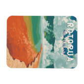 Rotorua Nieuw-Zeeland Illustratie Reizen Art Retro Magneet (Horizontaal)