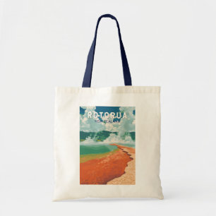 Rotorua Nieuw-Zeeland Illustratie Reizen Art Retro Tote Bag