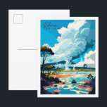 Rotorua Nieuw-Zeeland vintage reisillustratie Briefkaart<br><div class="desc">Rotorua Nieuw-Zeeland vintage reisplaats illustratie</div>