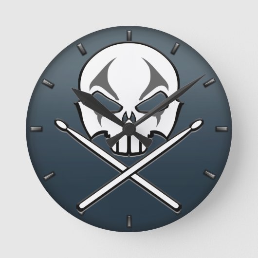 Rots- en rolklok Zware metalen trommelwandklok Ronde Klok (Voorkant)