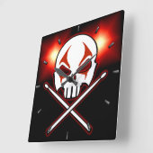 Rots- en rolklok Zware metalen trommelwandklok Vierkante Klok (Hoek)