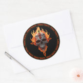 Rots en Roll Heavy Metal Music Band Flaming Skull Ronde Sticker (Envelop)