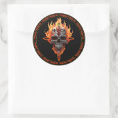 Rots en Roll Heavy Metal Music Band Flaming Skull Ronde Sticker (Tas)