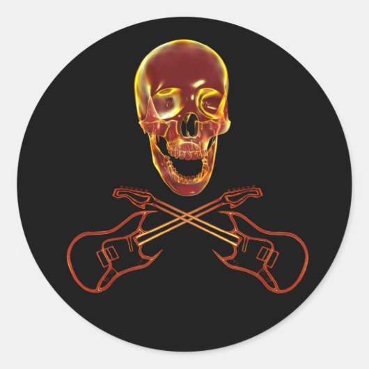 Rots en Roll Skull Ronde Sticker (Voorkant)