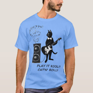 Rots- en rolzwarte katten die gitaarkatn Roll spel T-shirt