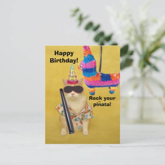 Rots je pinata! briefkaart (Staand voorkant)