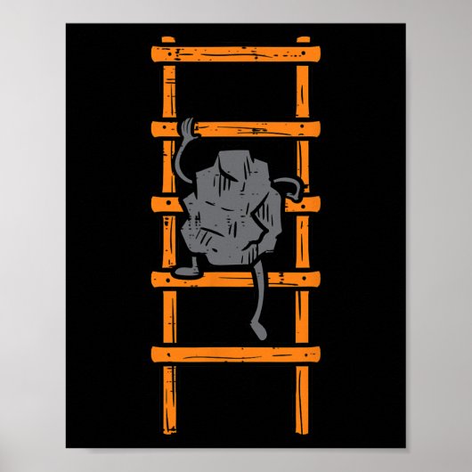 Rots Klimgerei Funny Climber Boulderen Kinderen Poster (Voorkant)