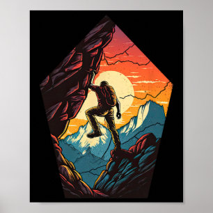 Rots klimmen berg binnen buiten Bouldering R Poster