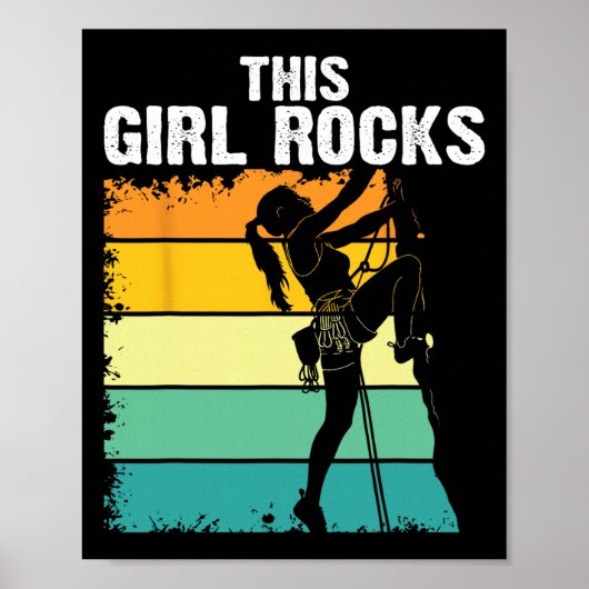 Rots klimmen, Dit meisje rockt, Boulderen, Berg Poster (Voorkant)
