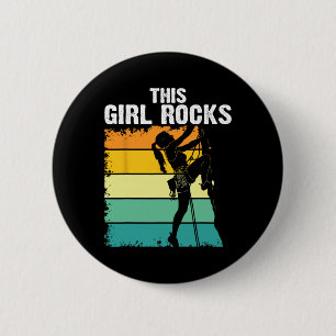 Rots klimmen, Dit meisje rockt, Boulderen, Berg Ronde Button 5,7 Cm