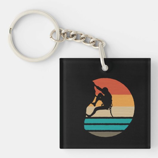 Rots klimmen klimmer retro sleutelhanger (voorkant)