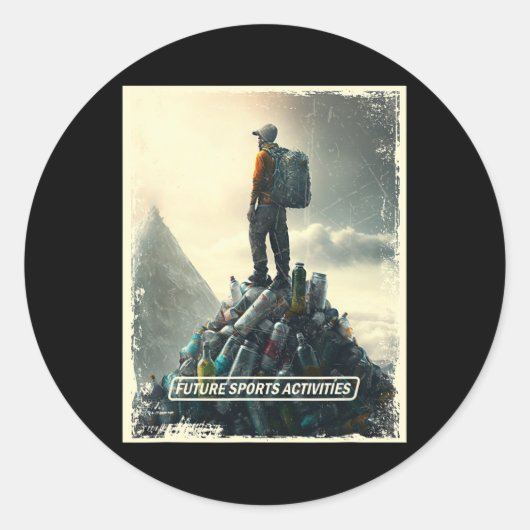 Rots klimmen Post Apocalyptische Milieuvervuiling Ronde Sticker (Voorkant)