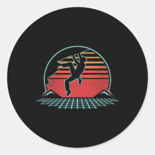 Rots klimmen Retro Vintage Boulderen 80s Stijl G Ronde Sticker