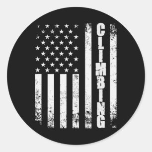 Rots klimmen Usa Vlag Bergbeklimmer Wandelaar Alpi Ronde Sticker