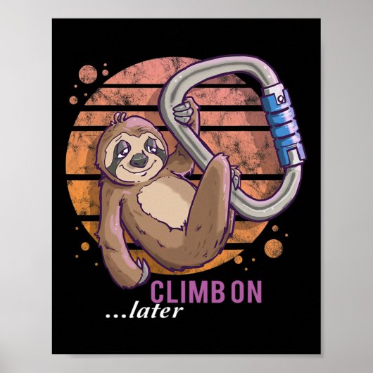 Rots klimmende luiaard Bouldering Grappig Cadeau Poster (Voorkant)