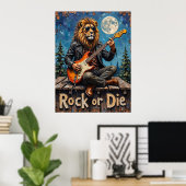 Rots op het dak: Lion's Midnight Blues Poster (Thuiskantoor)