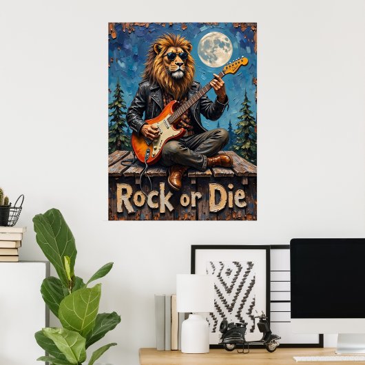 Rots op het dak: Lion's Midnight Blues Poster (Thuiskantoor)