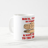 Rots, papierschaar, hand in hand met de troep koffiemok (Voorkant links)