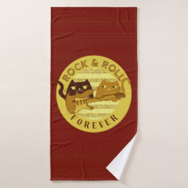 Rots Roll Badhanddoek Grappige Katten Gitaar